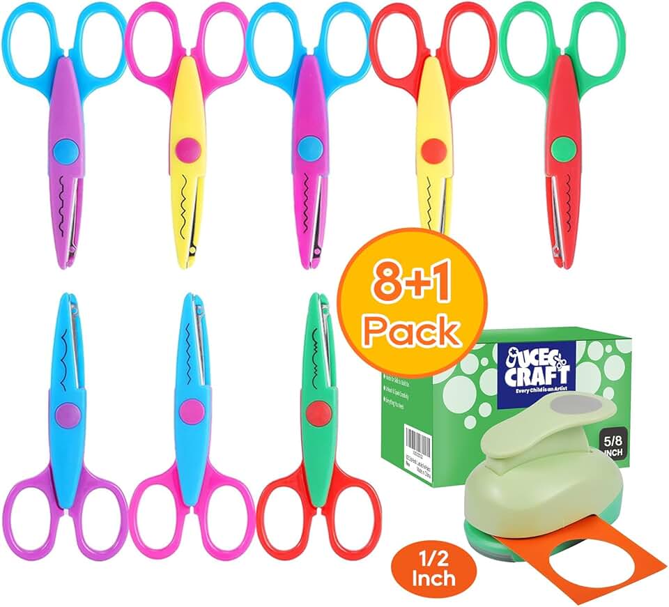 Craft Scissors and Paper Punch for Crafts and Scrapbooking