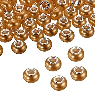100 Large Hole Beads for Jewelry Making, Champagne