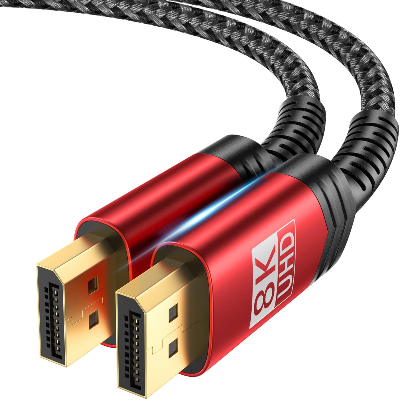 8K DisplayPort Cable 1.4, DP Cable 6.6ft8K@60Hz, 2K@240Hz, 4K@144Hz, 32.4Gbps, Display Port to Display Port Cable 1.4 (DP to DP Cable) Compatible for Gaming Laptop TV PC Computer Monitor-Red