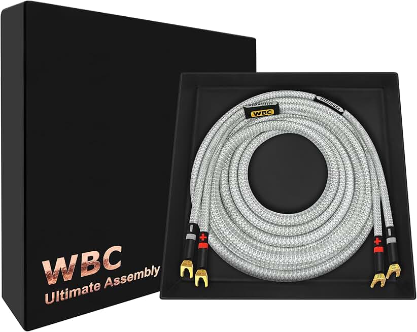 Premium 3-Foot 8 AWG OFC Speaker Cable with Spade Plugs