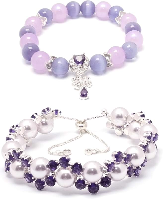 Elegant adjustable pearl and cubic zirconia bracelet set for women