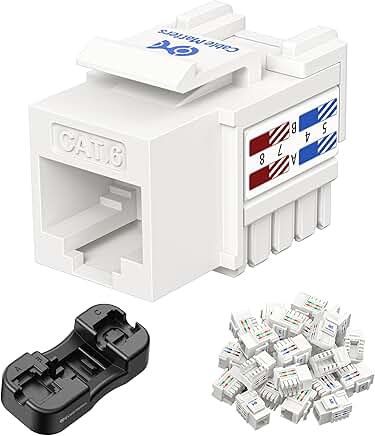 50-Pack 10Gbps Cat6 Keystone Jacks for Patch Panel and Wall Plate