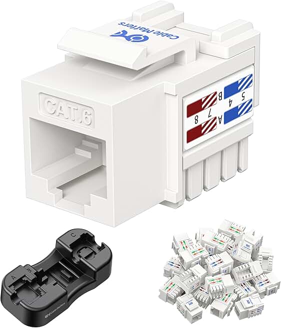 50-Pack 10Gbps Cat6 Keystone Jacks for Patch Panel and Wall Plate