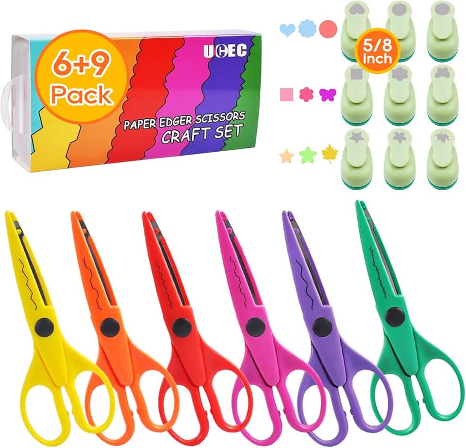 Craft Scissors and Paper Punch for Crafts and Scrapbooking