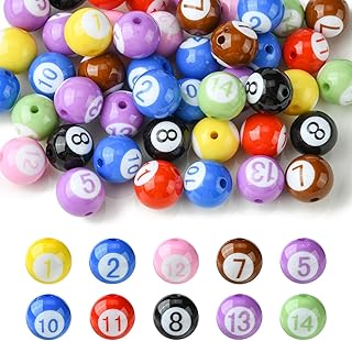50 Pcs 15mm Acrylic Billiard Beads for Jewelry and Crafts