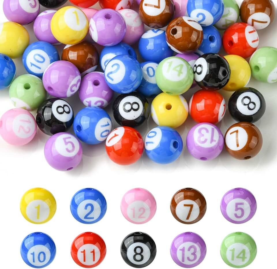 50 Pcs 15mm Acrylic Billiard Beads for Jewelry and Crafts