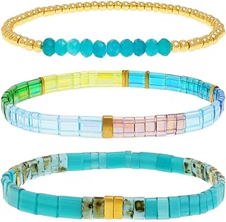 Colorful Handmade Flat Beads Stack Bracelets for Women