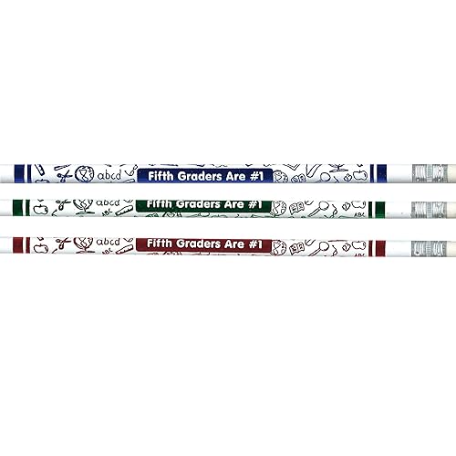 Set of 12 fifth-grade pencils, 7.5 inches long