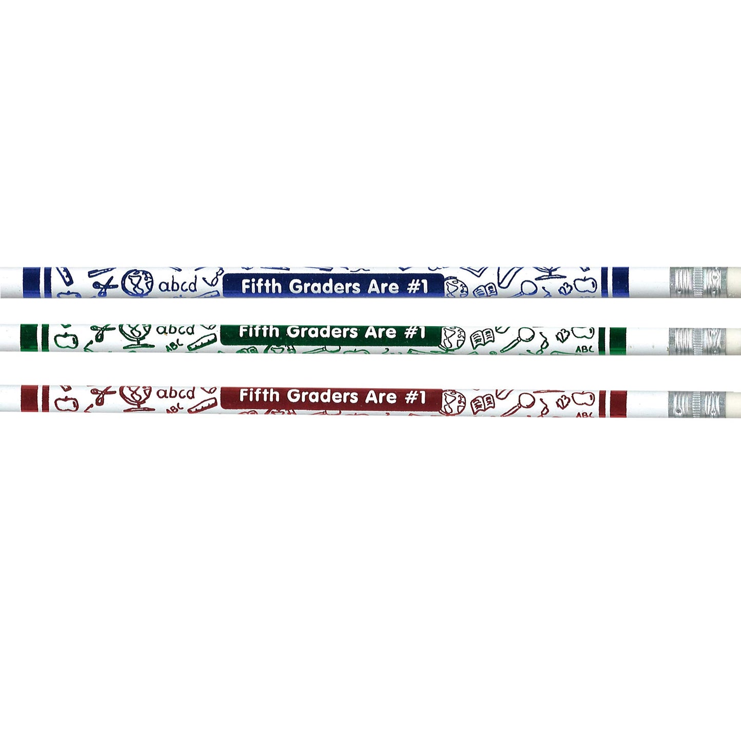 Set of 12 fifth-grade pencils, 7.5 inches long