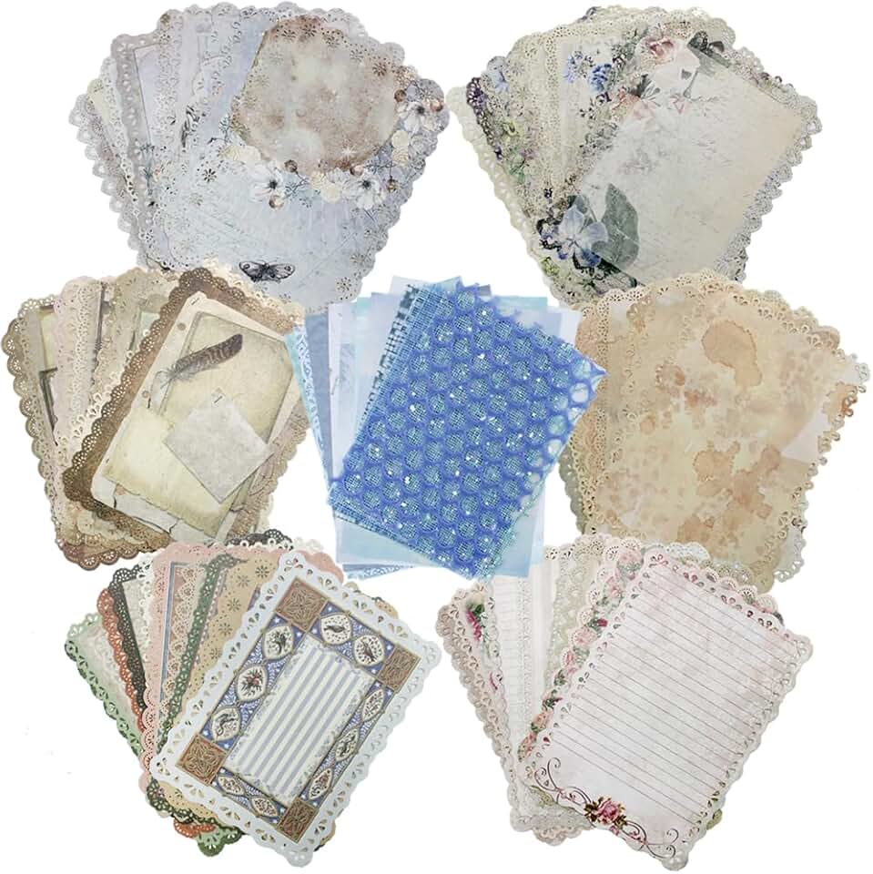 75 Sheets of Vintage Lace Edged Scrapbook Paper