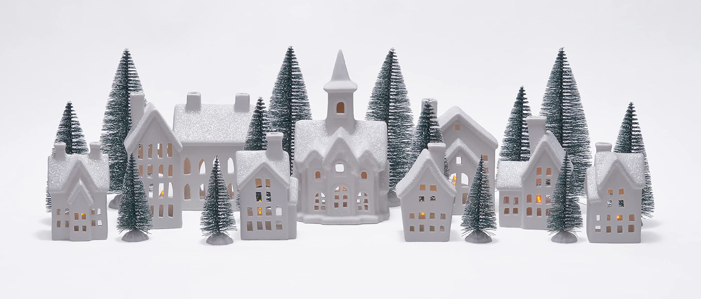 Winter Village LED Tea Light 31 Piece Porcelain Tabletop Figurine Boxed Set