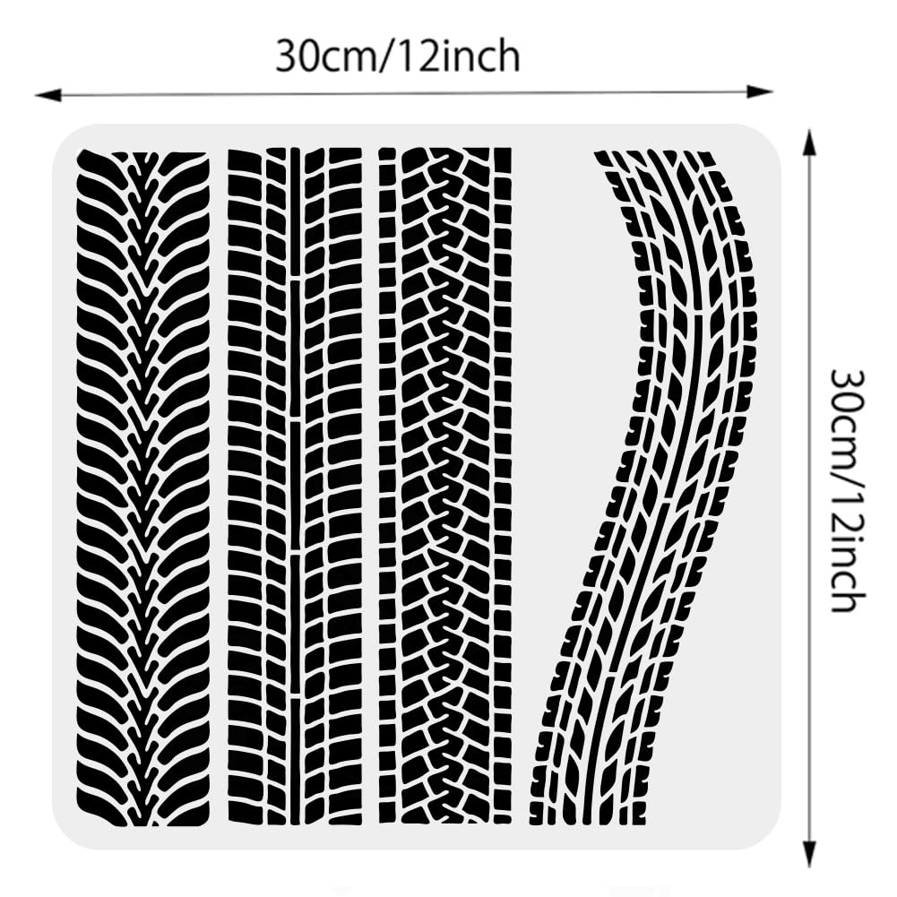 12x12 Inch Reusable Plastic Tire Track Templates for Wood and Decor