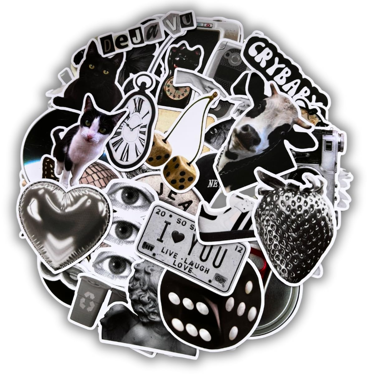 Vintage Black and White Stickers Pack for Devices