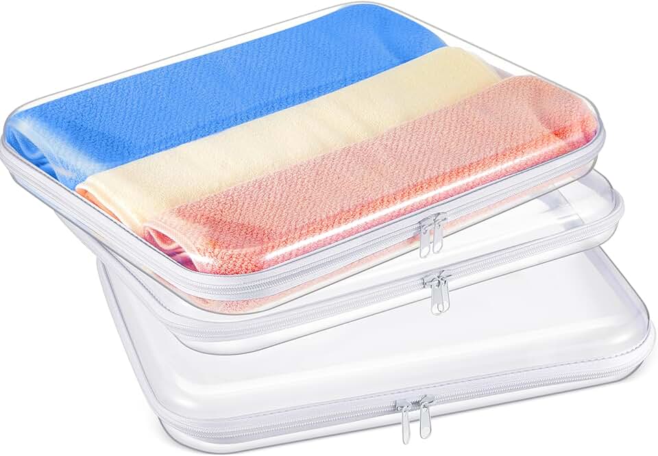 3-Pack Clear Hard Zipper Cases for Travel and Storage