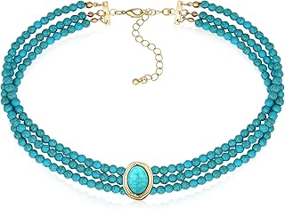 Turquoise Beaded Choker Necklace for Women