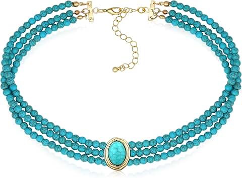 Turquoise Beaded Choker Necklace for Women