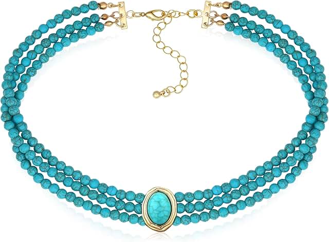 Turquoise Beaded Choker Necklace for Women
