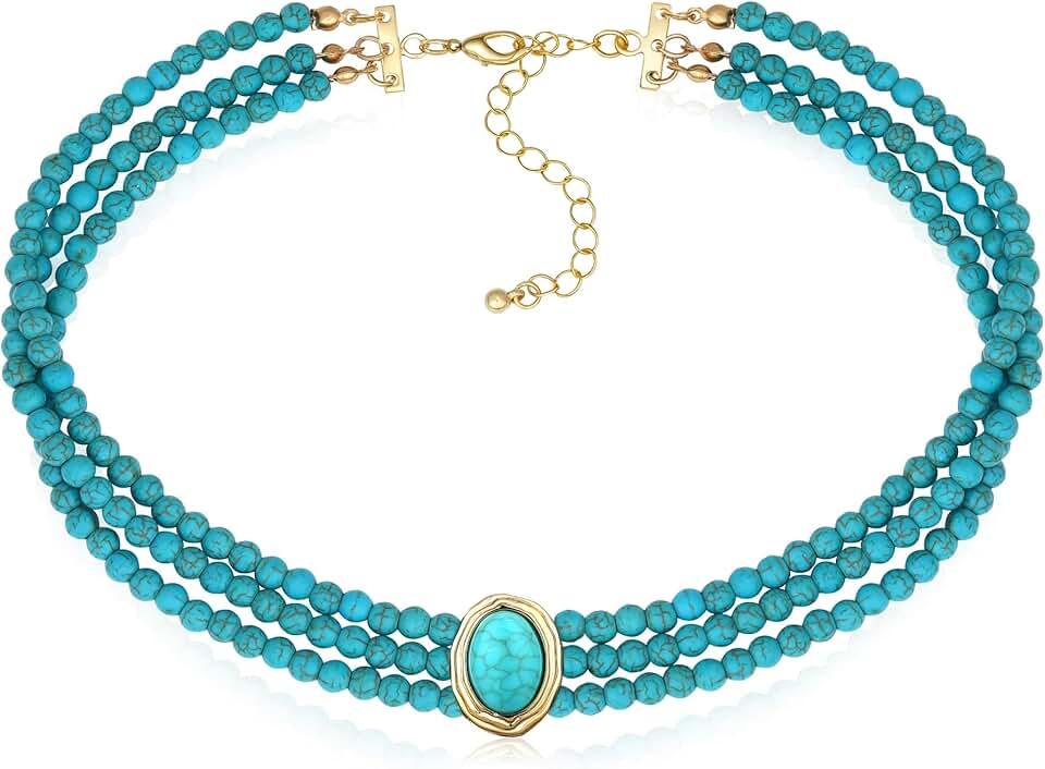 Turquoise Beaded Choker Necklace for Women