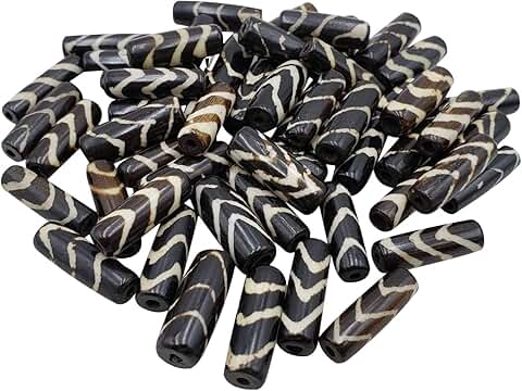 Brown Wavy Batik Hairpipe Beads, 25 Pieces
