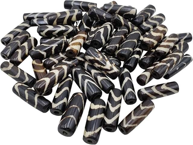Brown Wavy Batik Hairpipe Beads, 25 Pieces