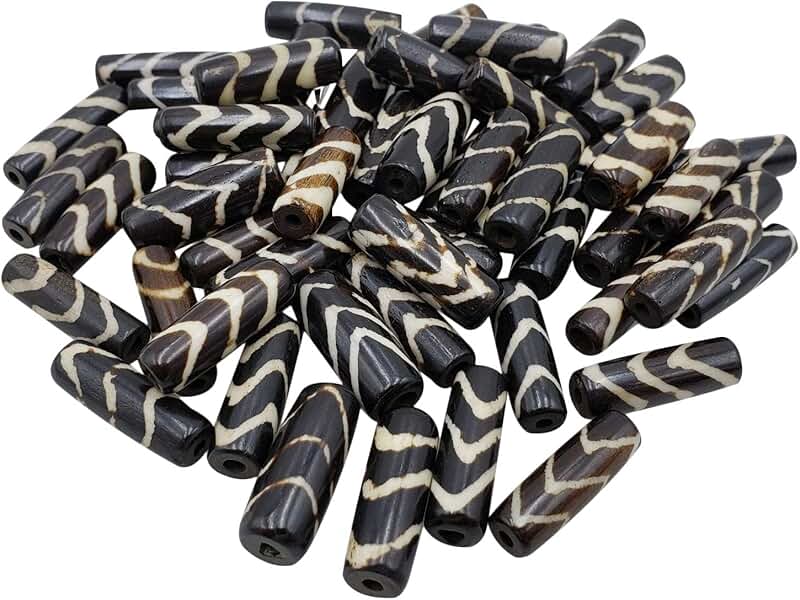 Brown Wavy Batik Hairpipe Beads, 25 Pieces