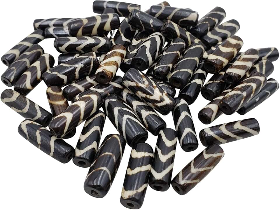 Brown Wavy Batik Hairpipe Beads, 25 Pieces