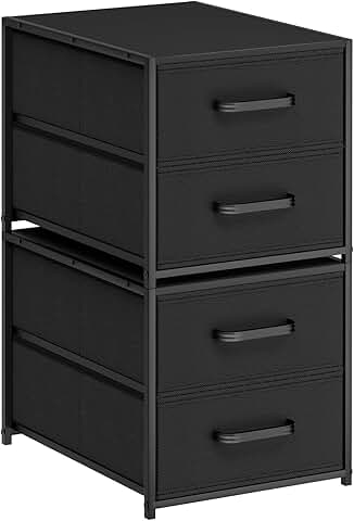 Two-Tier Stackable Storage Drawers, Black, 2 Pack