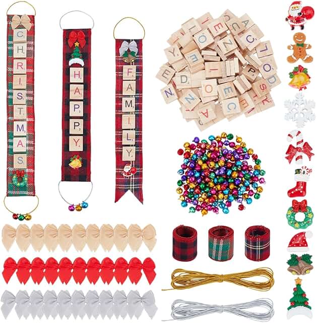 340-Piece Christmas Ornament Craft Kit with Mini Shapes and Ribbons