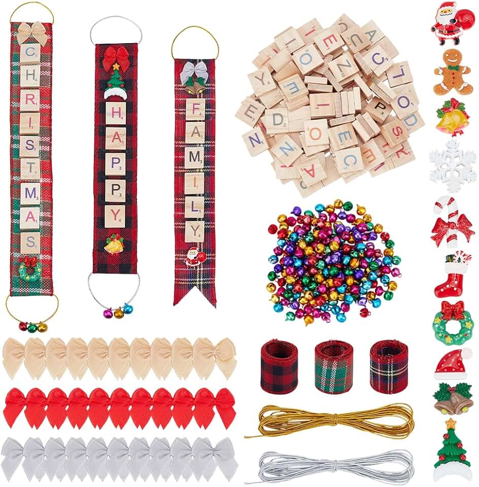 340-Piece Christmas Ornament Craft Kit with Mini Shapes and Ribbons