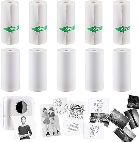 10 Rolls Thermal Inkless Printing Paper for Mini Sticker and Receipt Printer