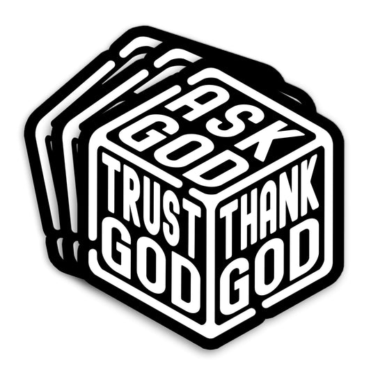 Set of three 3-inch religious stickers with Bible verses
