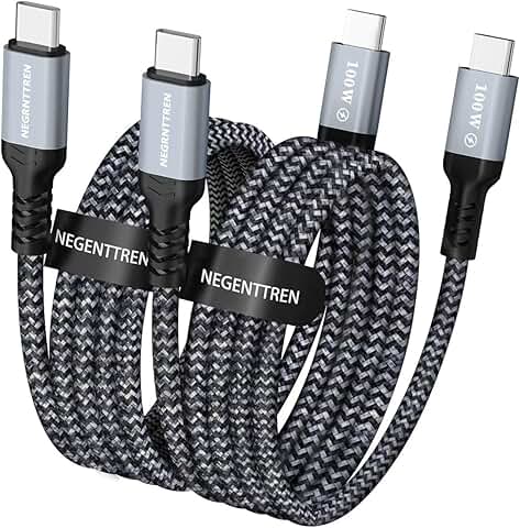 6-Foot 100W USB C to USB C Charging Cables, 2-Pack