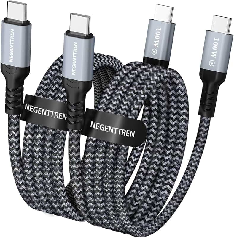 6-Foot 100W USB C to USB C Charging Cables, 2-Pack