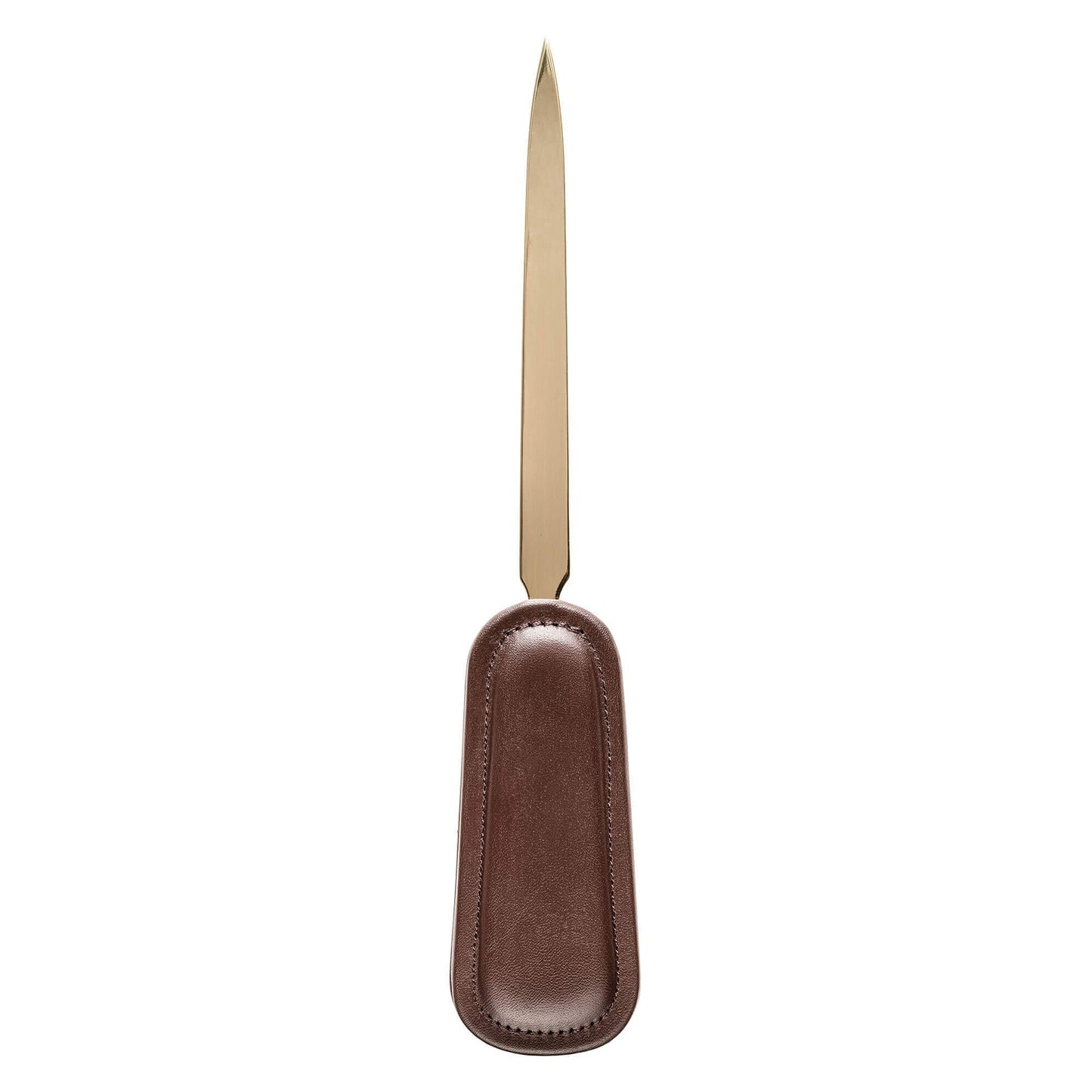 Chocolate Brown Leather Letter Opener with Gold Blade