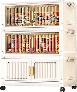 Foldable Rolling Storage Cart with Doors and Clear Windows