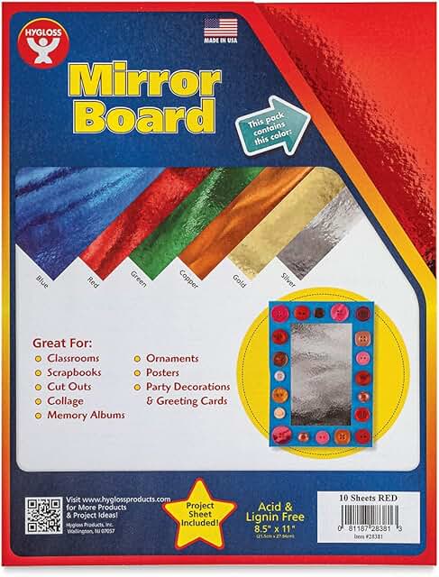 Red 8.5 x 11 Mirror Boards, 10 Pack