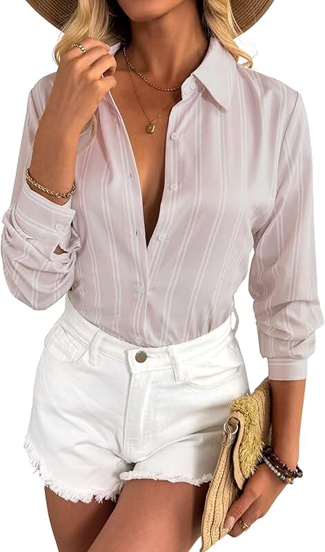 Women’s Long Sleeve Pattern Print Button-Down Blouse