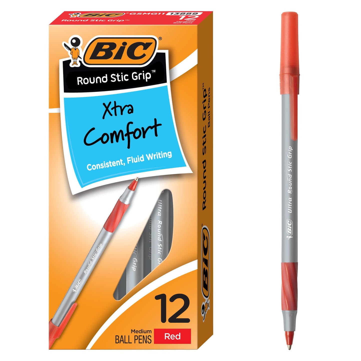 Red Ballpoint Pens with Soft Grip, 12 Pack