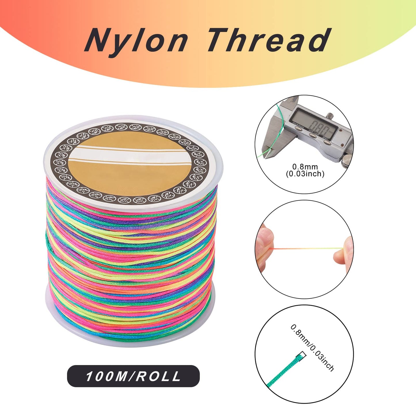 Colorful Nylon Beading Cord for Jewelry and Crafts