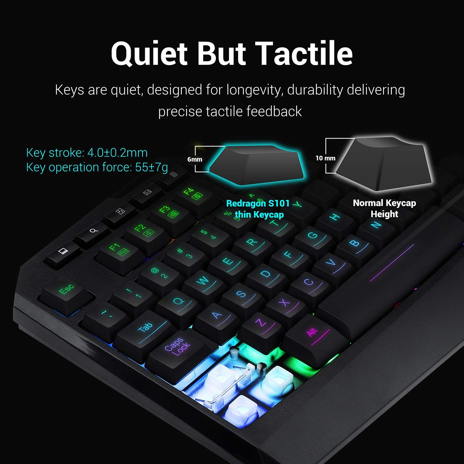 S101 Wired Gaming Keyboard and Mouse Combo RGB Backlit Gaming Keyboard with Multimedia Keys Wrist Rest and Red Backlit Gaming Mouse 3200 DPI for Windows PC Gamers (Black)