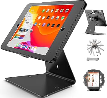 Lightweight Aluminum iPad Kiosk Stand with Lock and Swivel