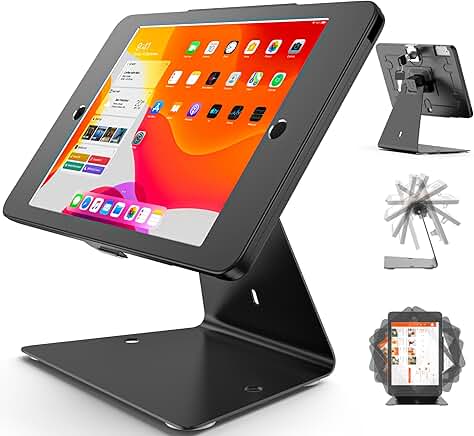 Lightweight Aluminum iPad Kiosk Stand with Lock and Swivel