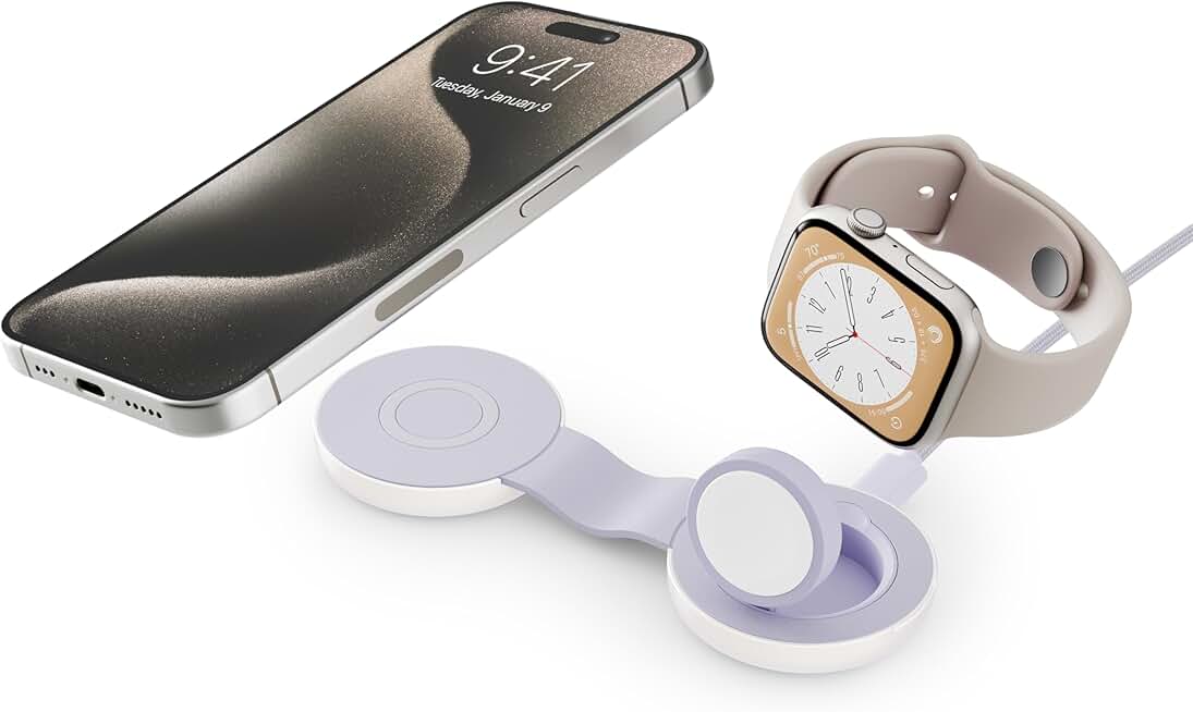 Compact 2-in-1 Foldable Wireless Travel Charger with MagSafe