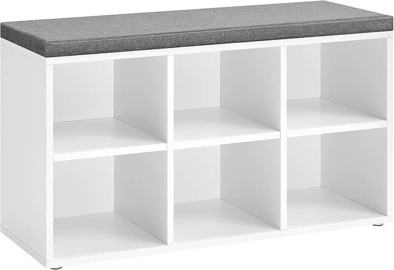 Shoe Storage Bench with Cushioned Seat
