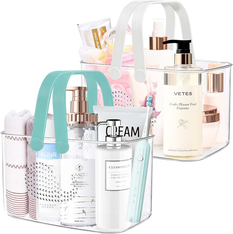 2 Pack Plastic Shower Caddy Baskets with Handles