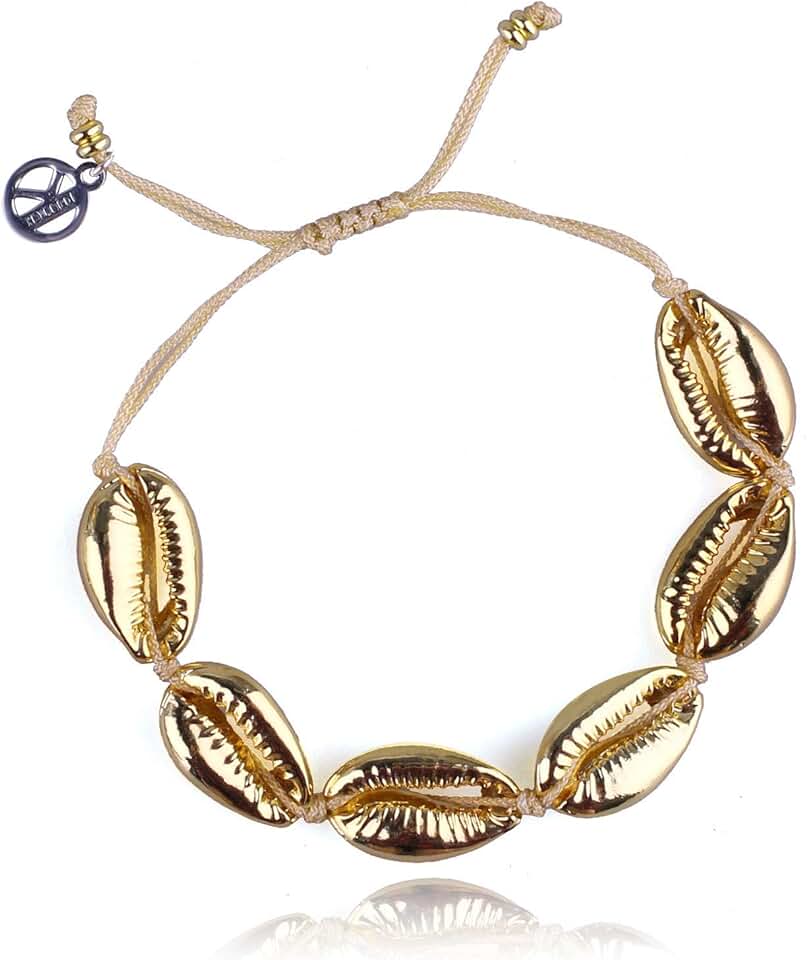 Handmade Gold Sea Shell Beaded Charm Bracelet for Women