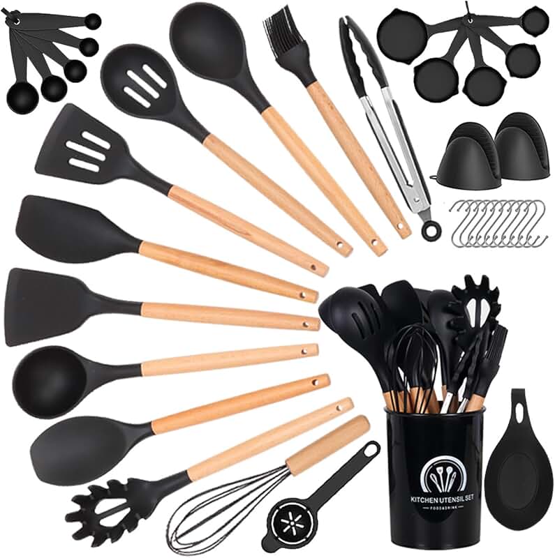 5-Piece Nonstick Black Cookware Set with Frying Pan and Saucepan