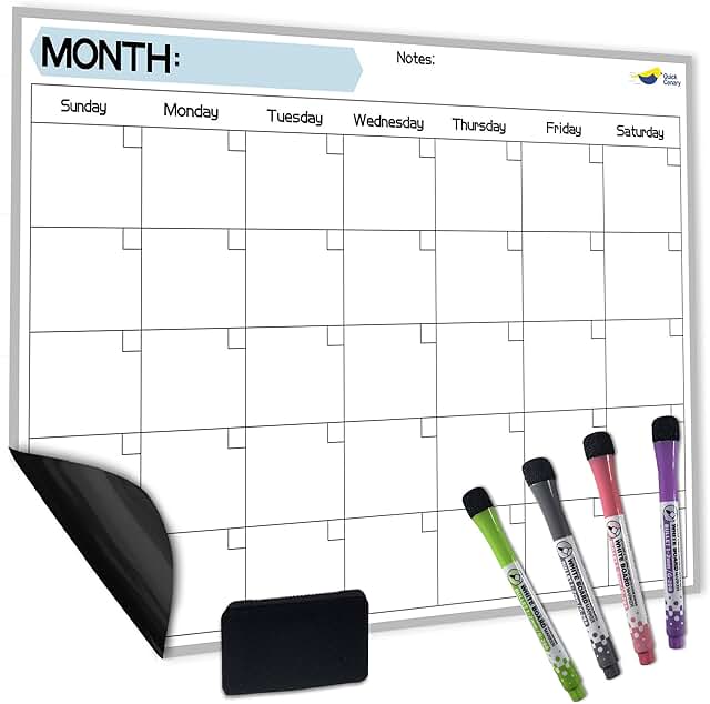 Magnetic Fridge Calendar 17x12" with Markers