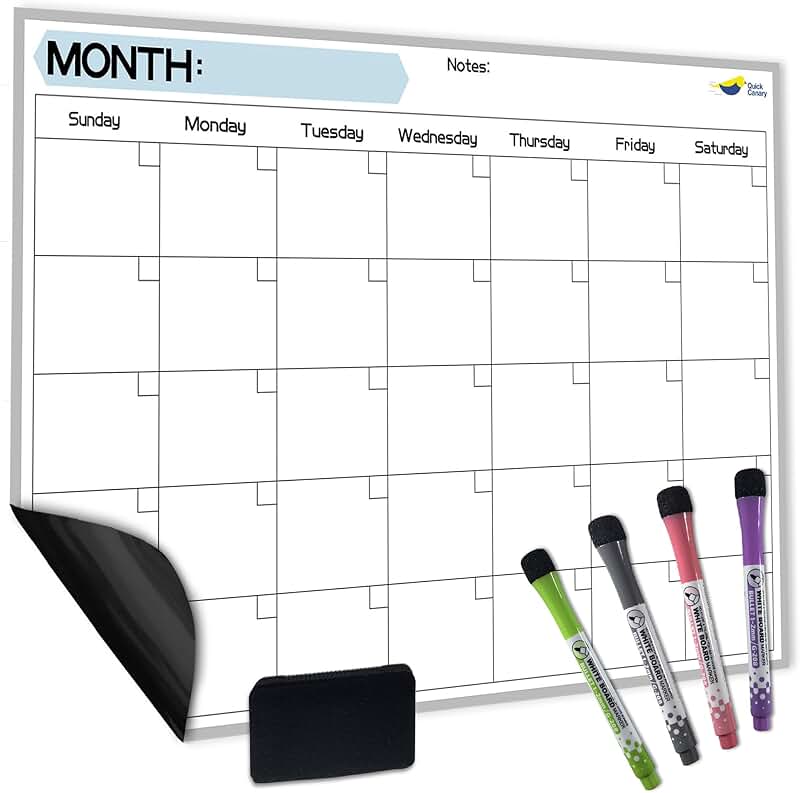 Magnetic Fridge Calendar 17x12" with Markers