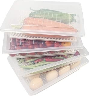 Large Stackable Plastic Food Storage Containers with Drain Plate